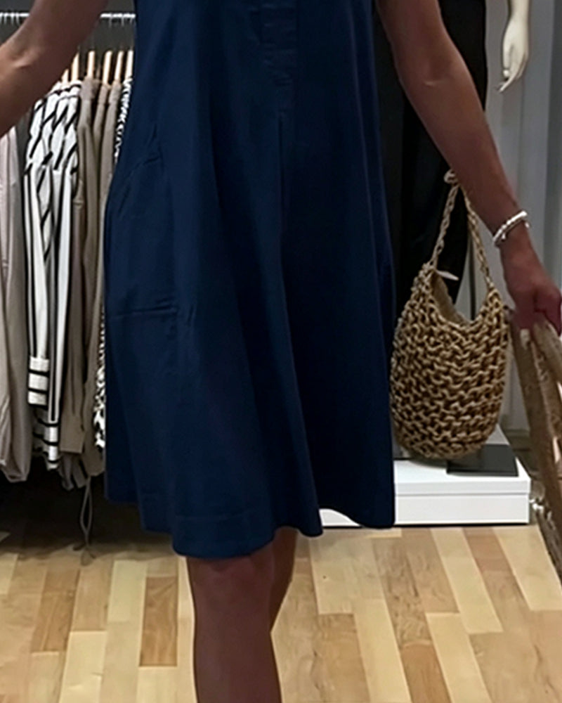 Sleeveless V-Neck Relaxed A-Line Dress