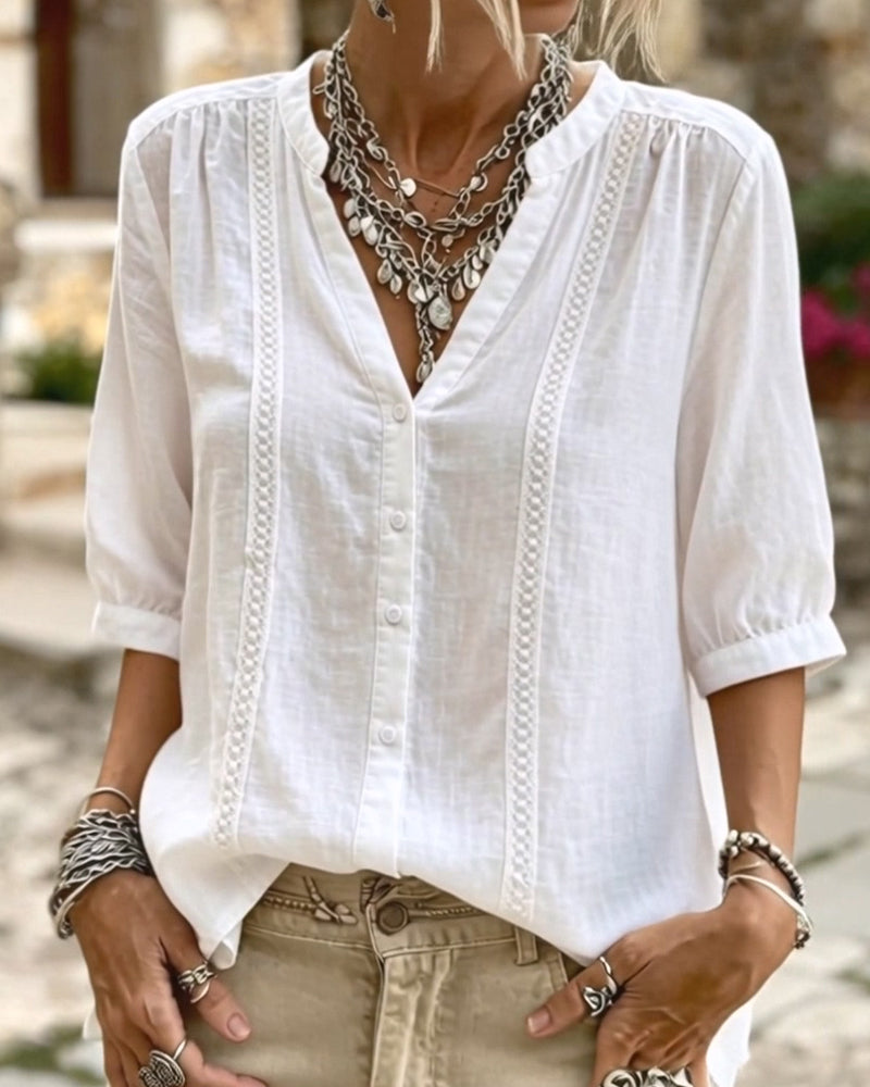 Solid Color Half Sleeve Blouse
