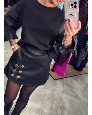 Solid color elegant pullover sweatshirt