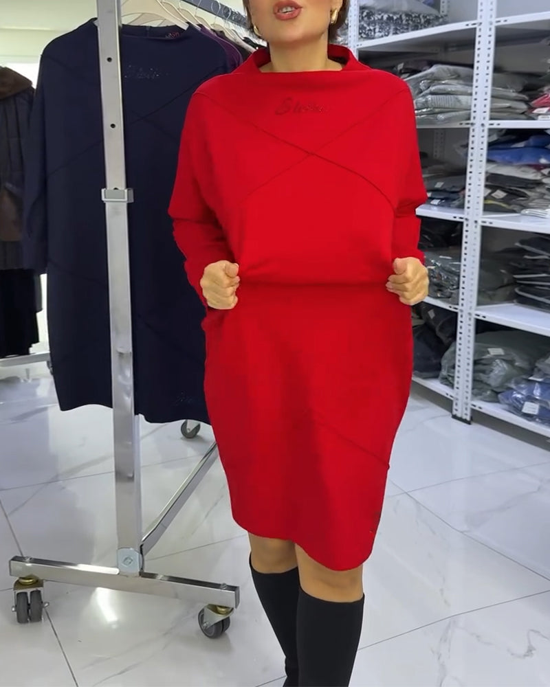 Fashionable Half-High Collar Dress