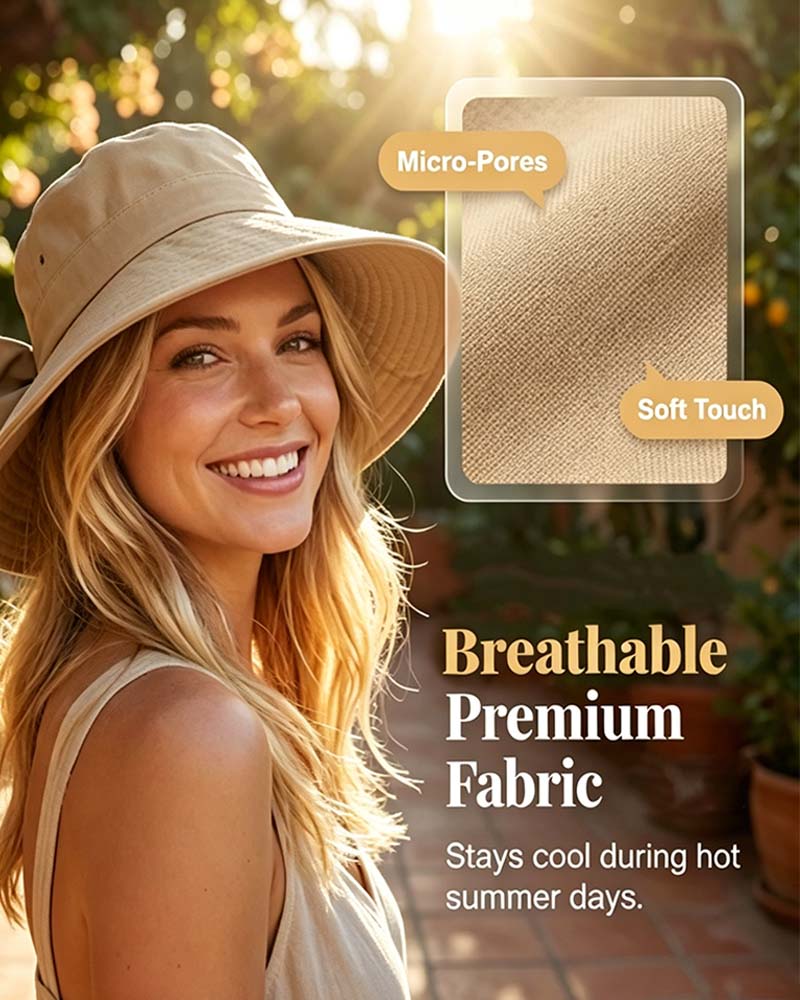 Women's Wide Brim Foldable Bow Sun Hat
