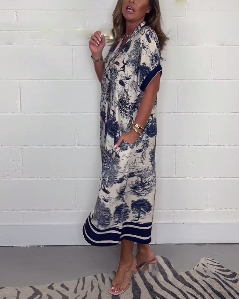 Animal print V-neck pocket dress