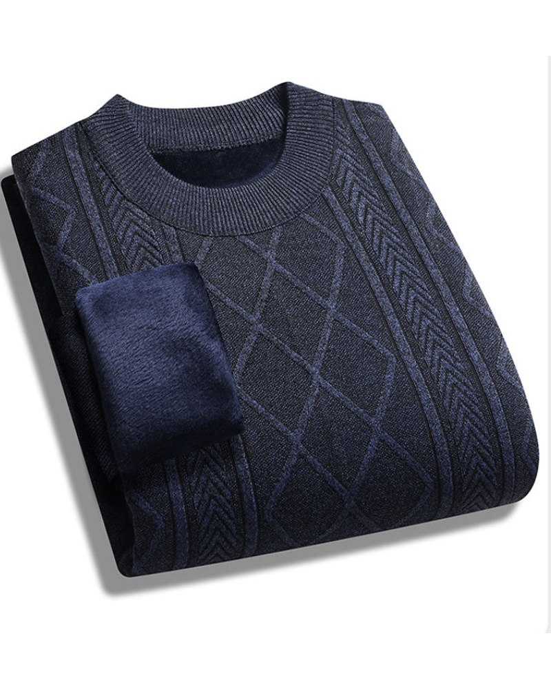 Men's Winter Plush-Lined Warm Knitted Sweater