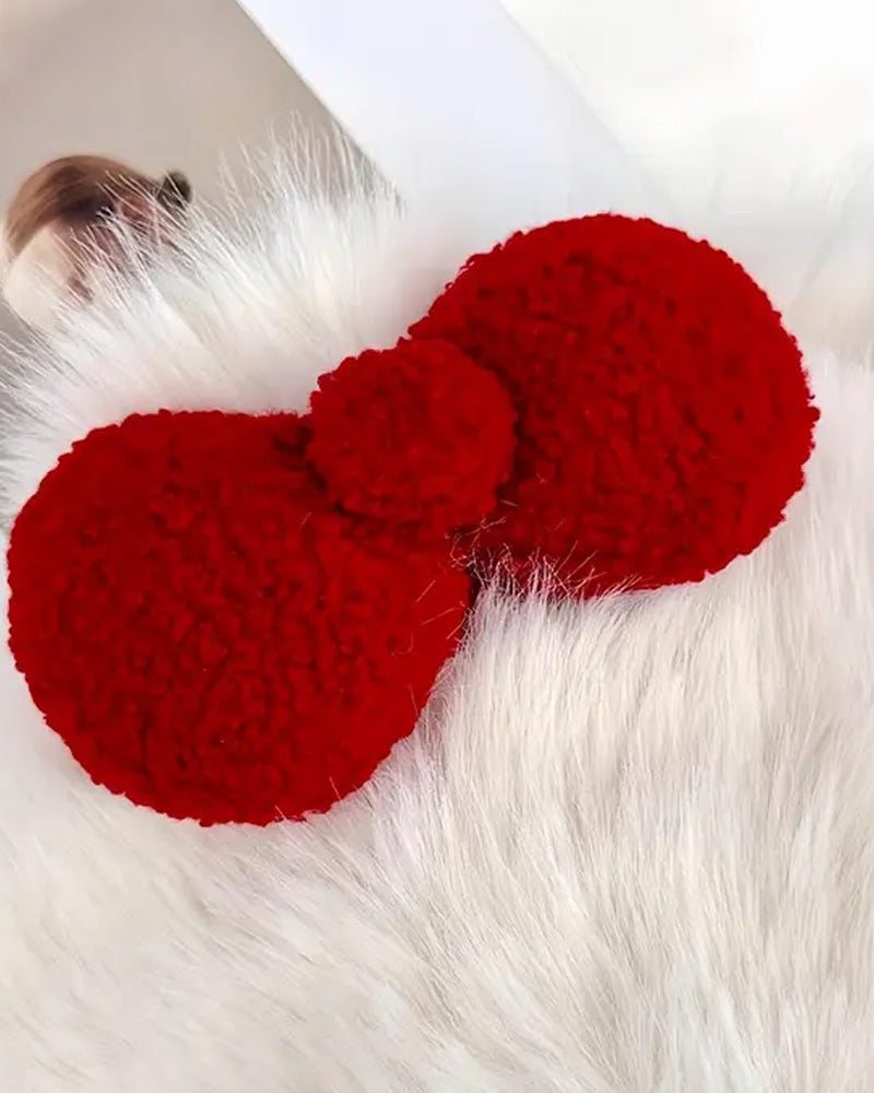 Cute Cat Ear Design Pom Pom Decor Plush Hat