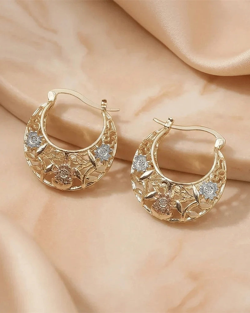 Vintage Flower Hoop Earrings