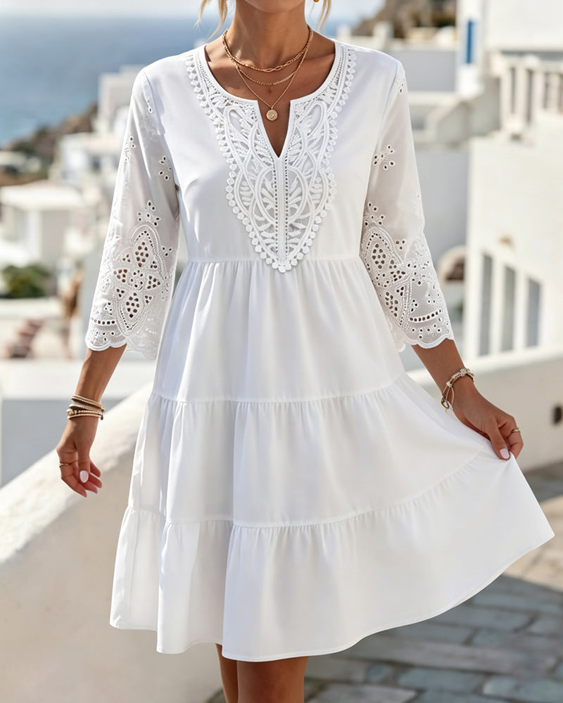 Cut-Out Tiered Midi A-Line Dresses
