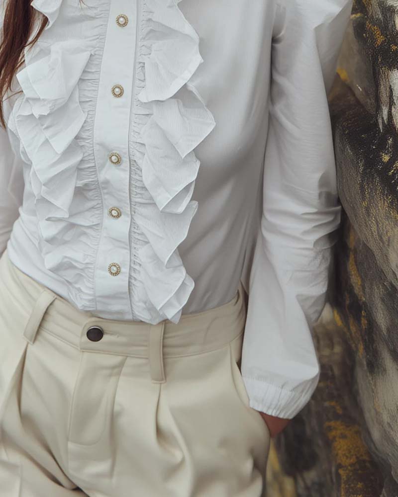 French Lace Ruffle Blouse