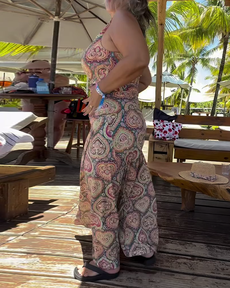 Strapless Heart Holiday Print Swimsuit