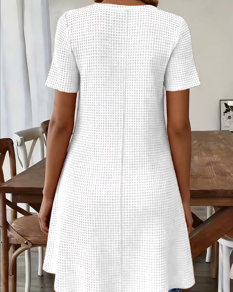 Waffle Henley Neck Midi T-Shirt