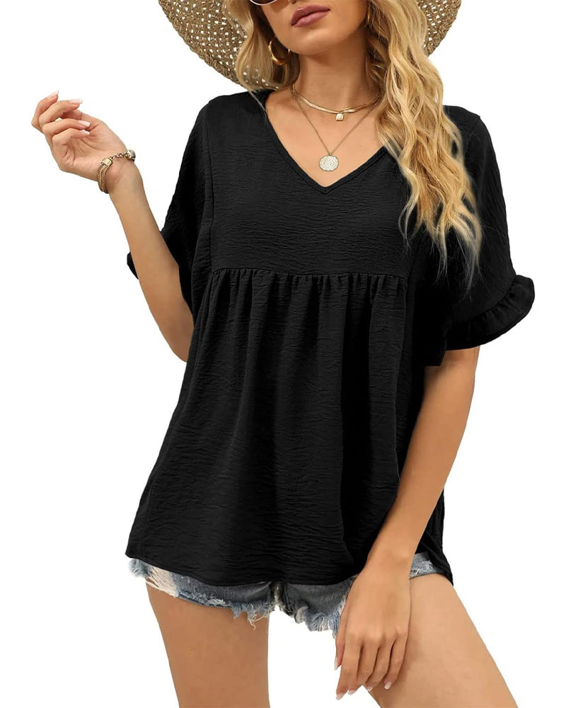 Casual Ruffle Loose Fit Blouse