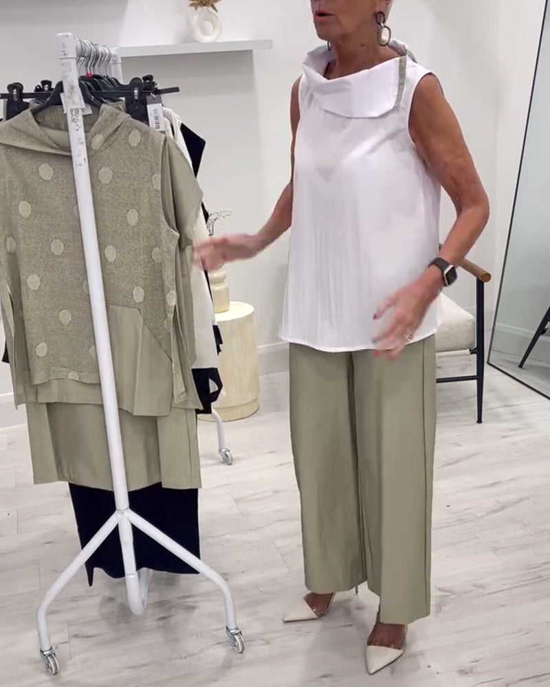 Sleeveless Wide Collar Fashion Suit