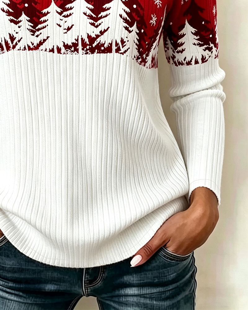 Crew Neck Button Color Block Top