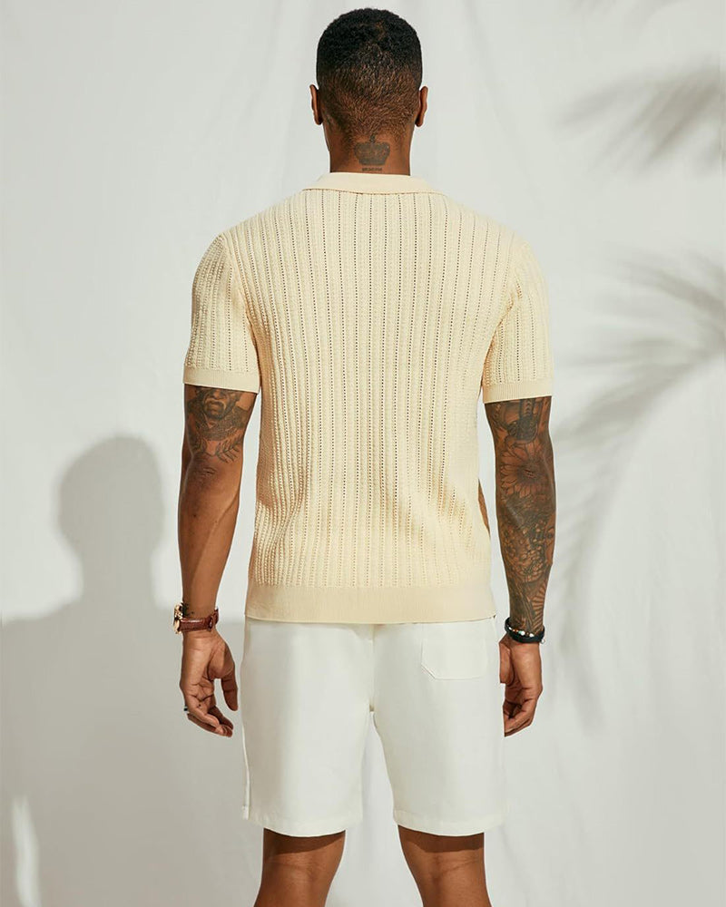 Solid Color Hollow Breathable Men's Shirt