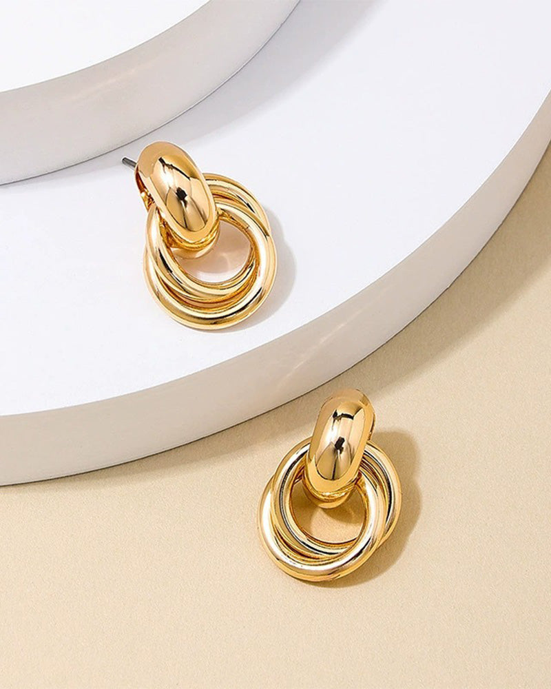Vintage Textured Double-Layer Metal Wrap Earrings