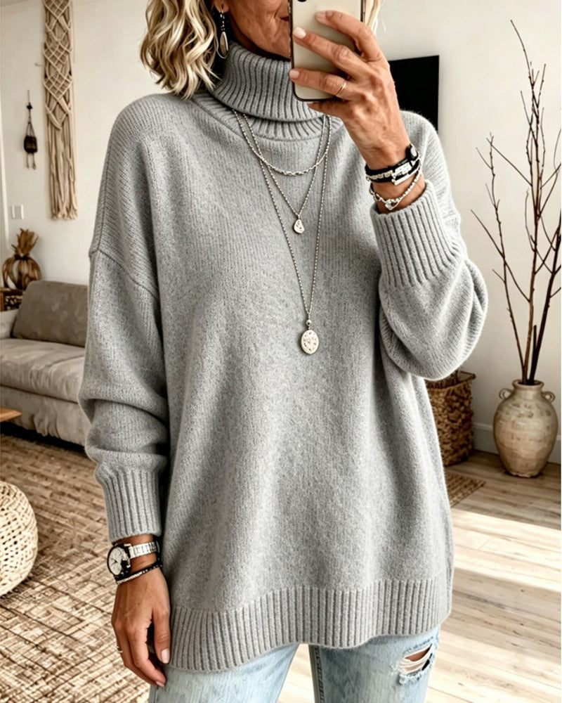 High-Neck Loose Pullover