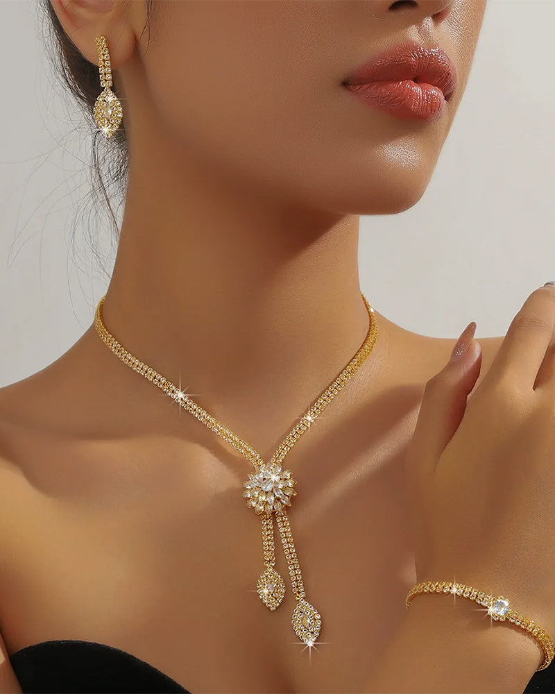 🌼✨ Women's Zircon Flower Jewelry Set