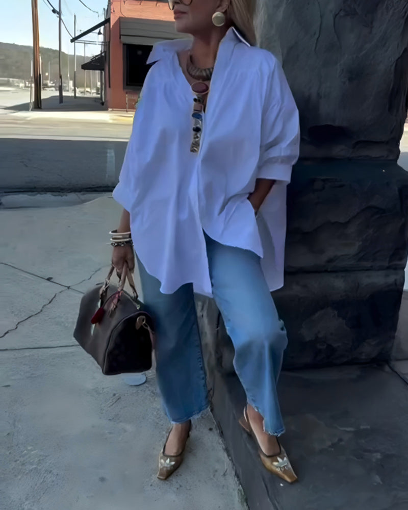 Fashion Loose Fit Collared Shirt