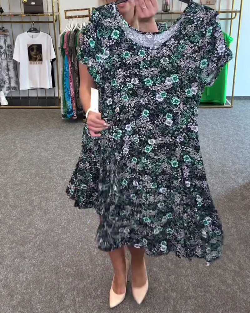 Aumora Temperament Slim Waist Printed Dress