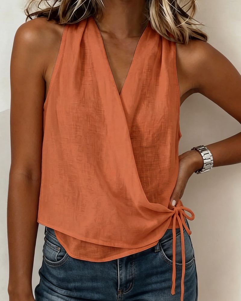 Solid Sleeveless Halter Blouse