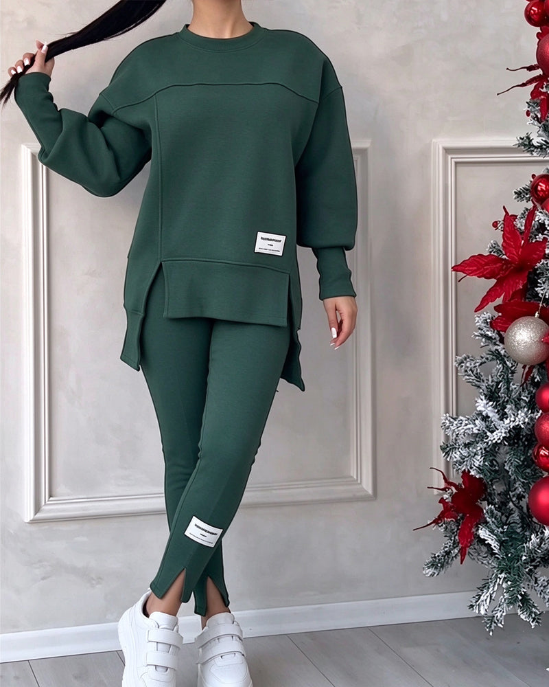 Printed Sweatshirt And Sweatpants Set