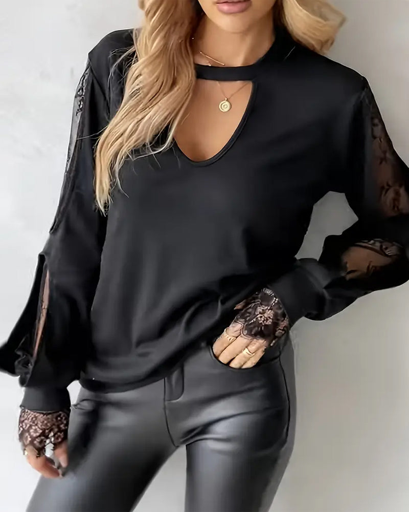Lace Paneled Sexy Top