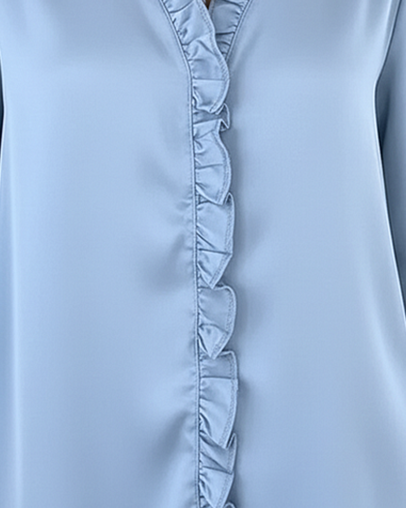 V-Neck Fashion Design Ruffle Blouse