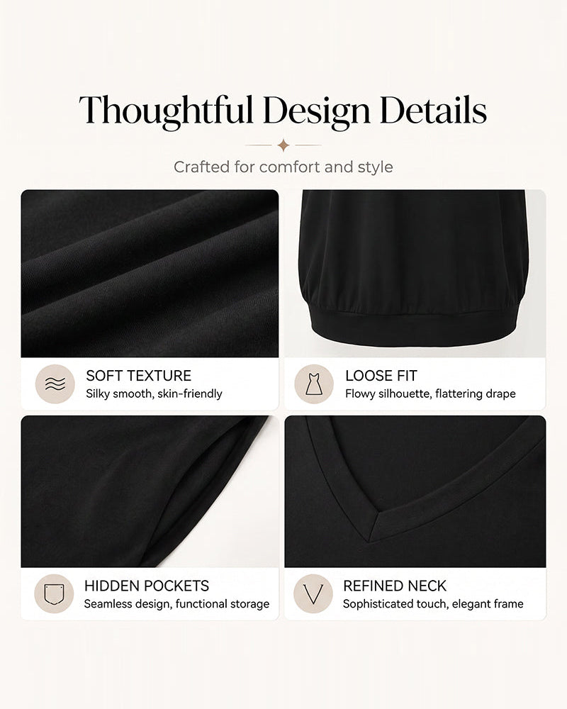 Relaxed Comfort V-Neck Solid Dress