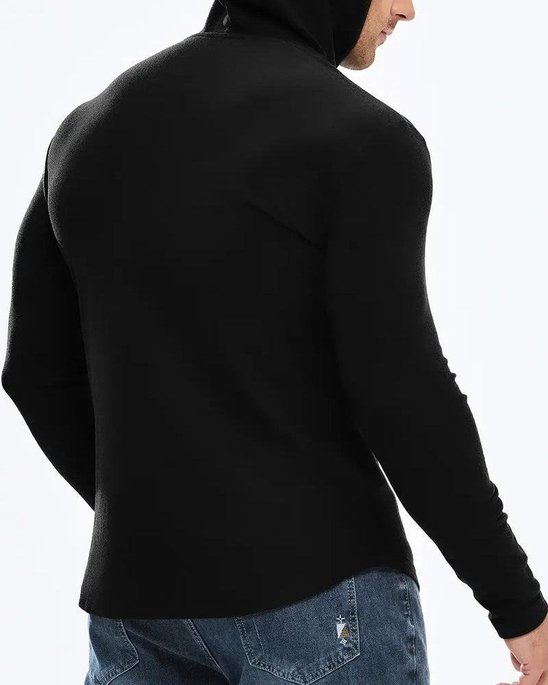 Men's Solid Color Long Sleeve Hooded Sweatshirt