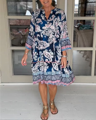 V-neck Paisley Print Dress
