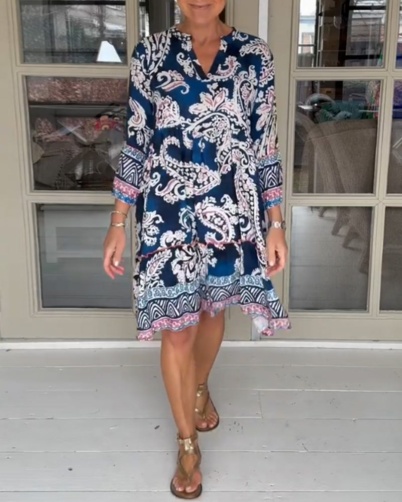 V-neck Paisley Print Dress