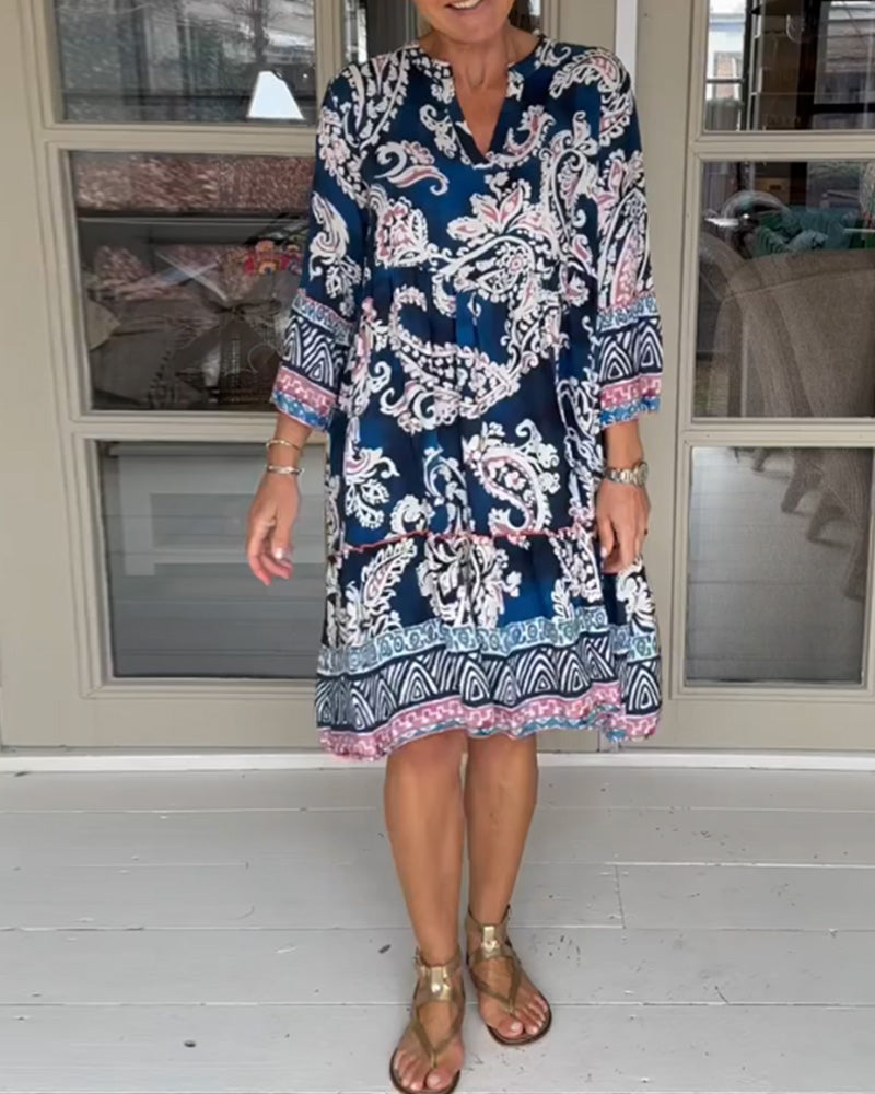 V-neck Paisley Print Dress