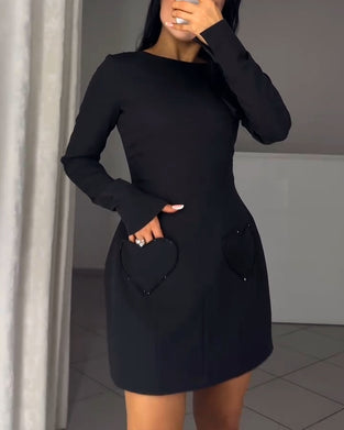 Waist-Cinching Long-Sleeved Elegant Dress