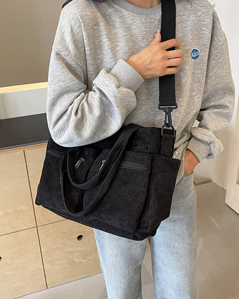 Solid color corduroy bag