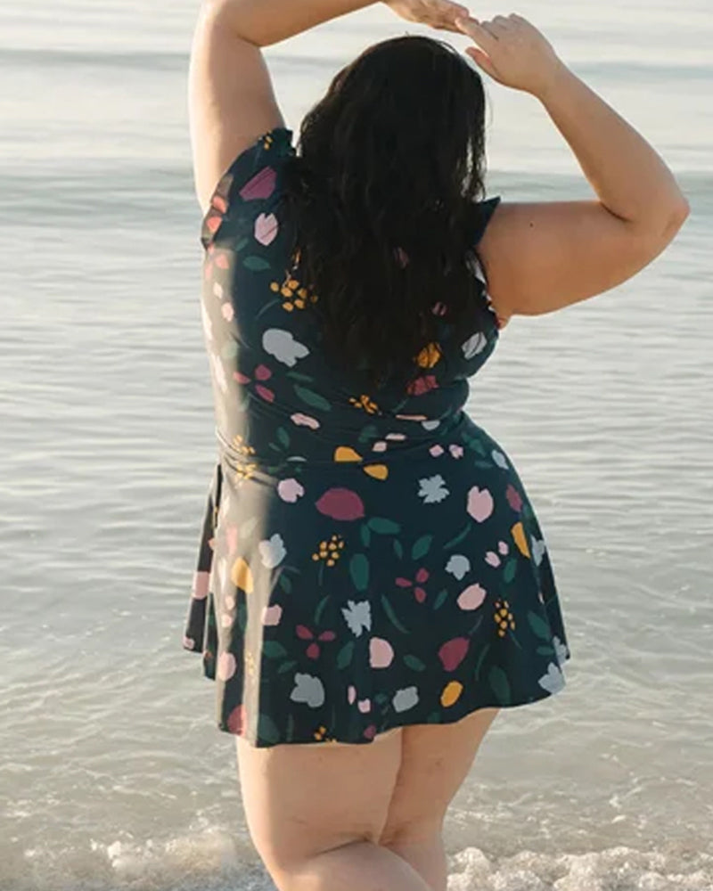 One-piece swimsuit with built-in bra