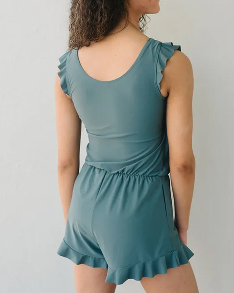 One-piece swimsuit with built-in bra