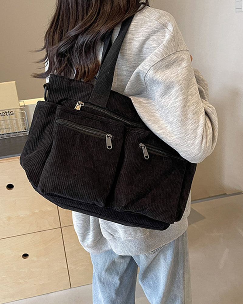 Solid color corduroy bag