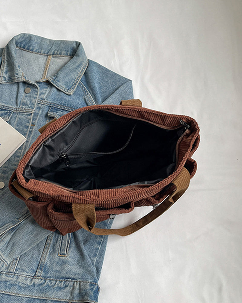 Solid color corduroy bag