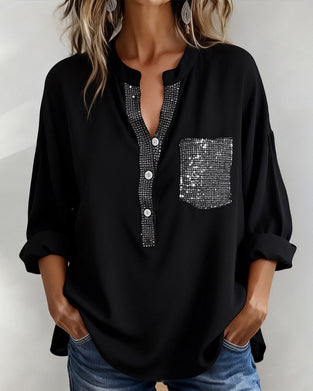 Sequin Patchwork Loose Casual Top