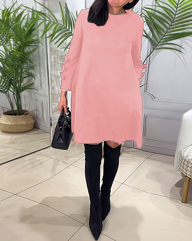 Casual Long Sleeve Knee Length Dress