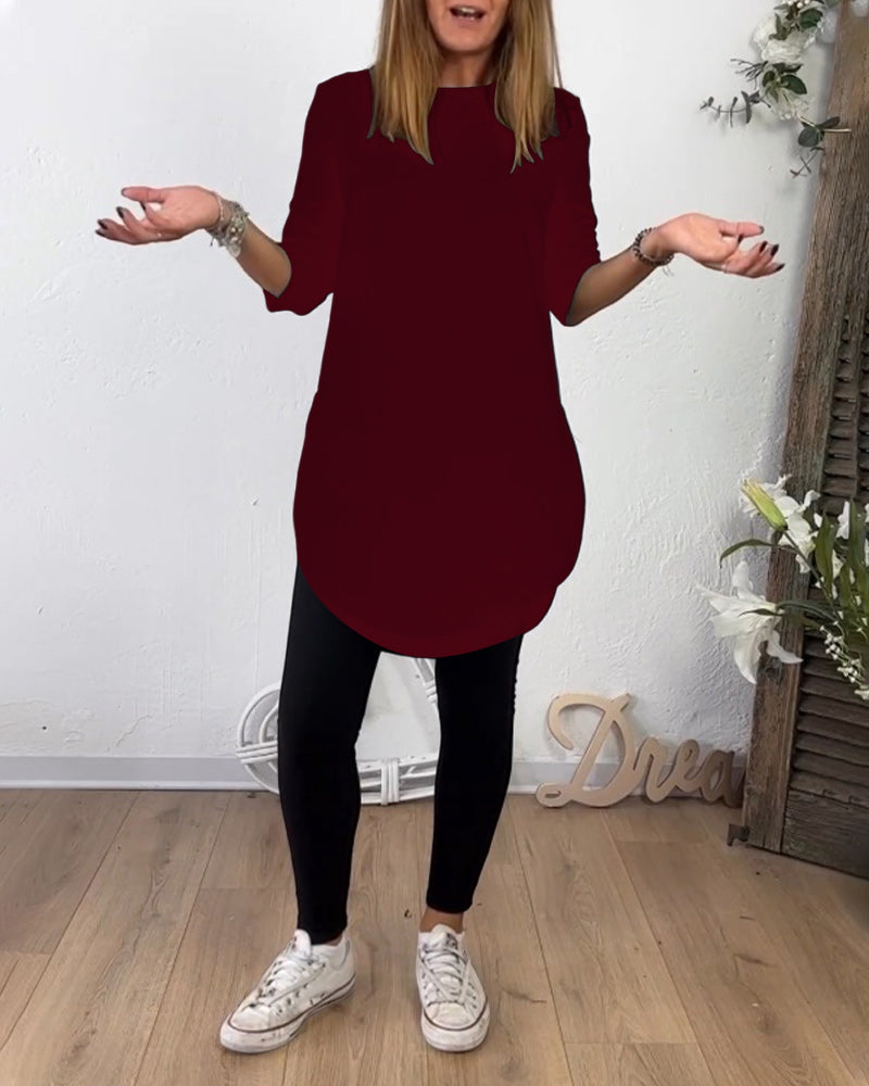 Mid-Length Crew Neck Top