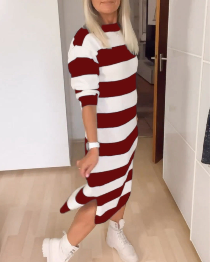 Round Neck Striped Dress