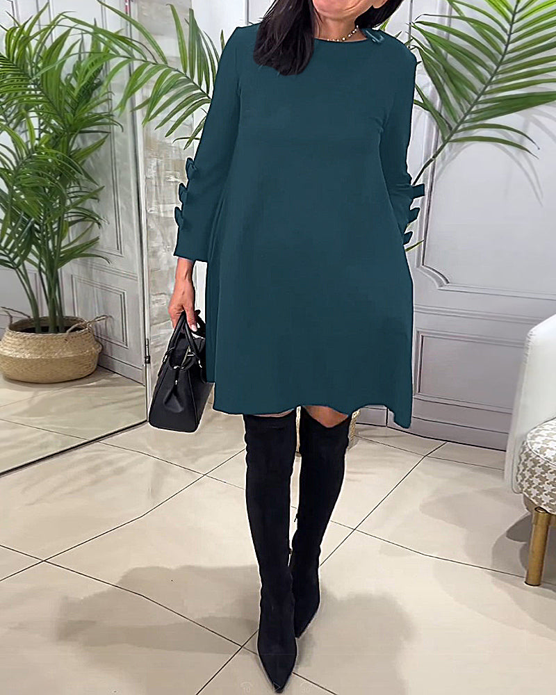 Casual Long Sleeve Knee Length Dress