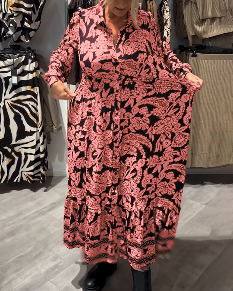 Lapel Print Fashion Dress