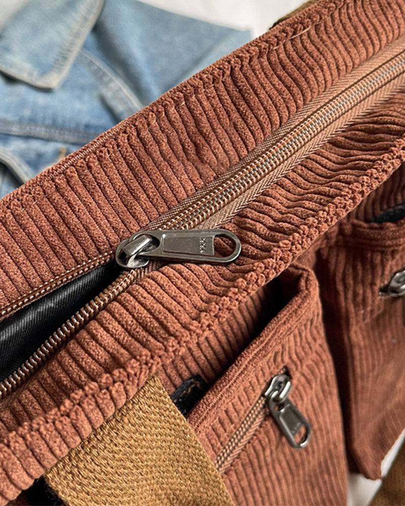 Solid color corduroy bag
