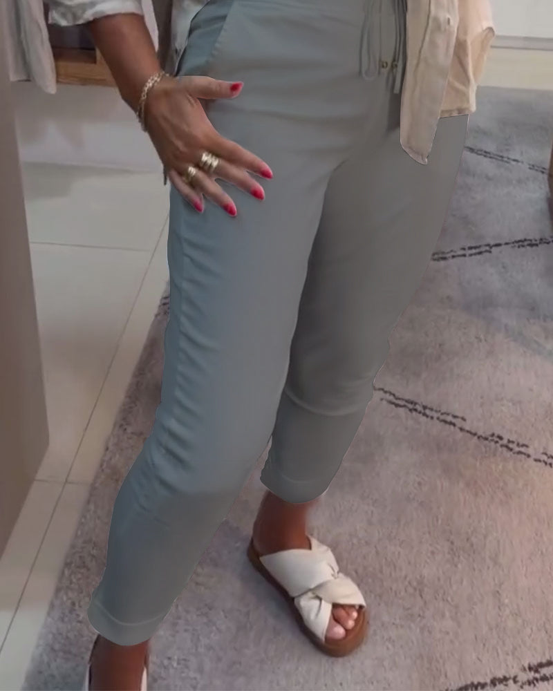 Aumora Drawstring Casual Pencil Pants