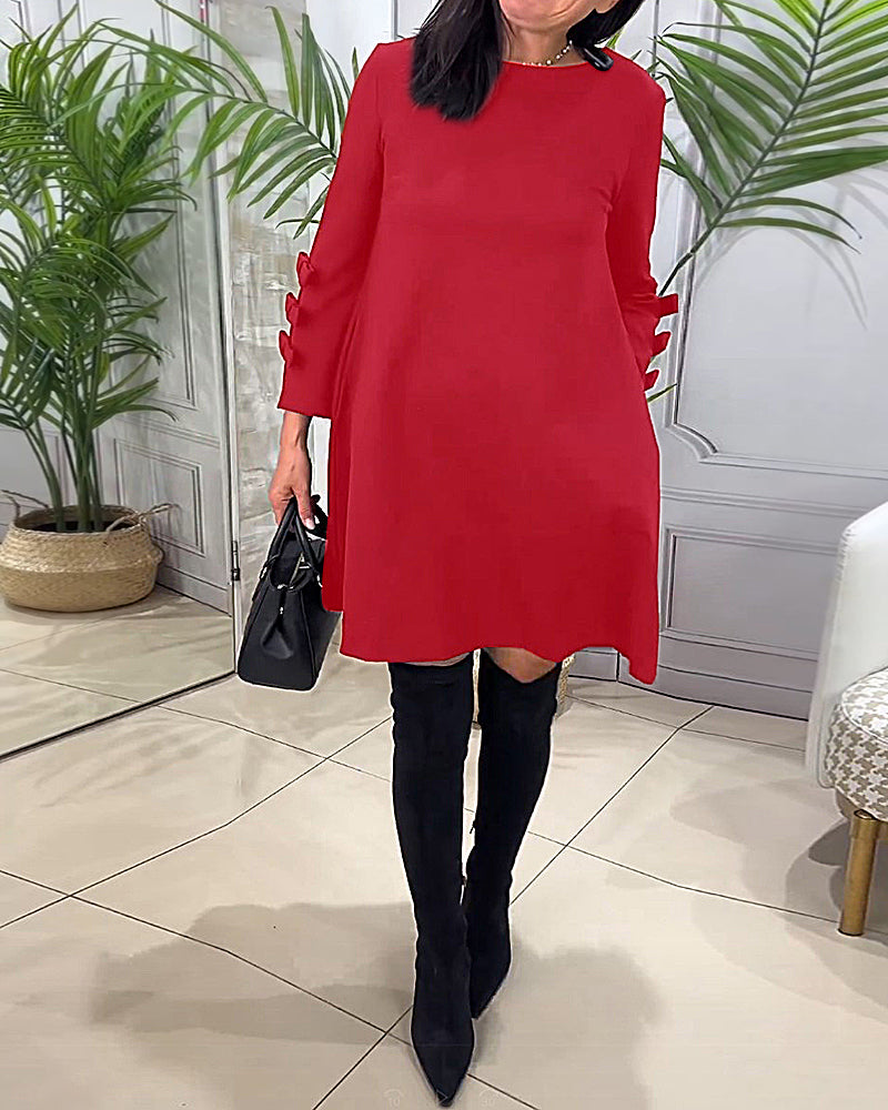 Casual Long Sleeve Knee Length Dress