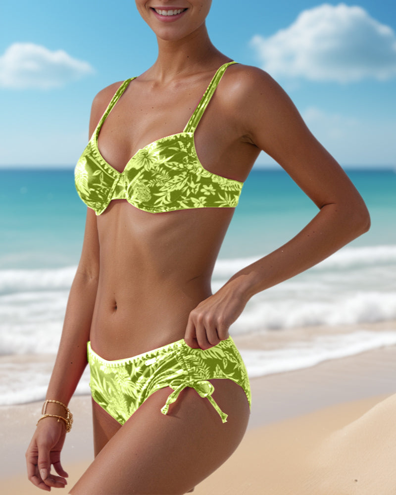Lace-Up Printed Two-Piece Triangle Swimsuit