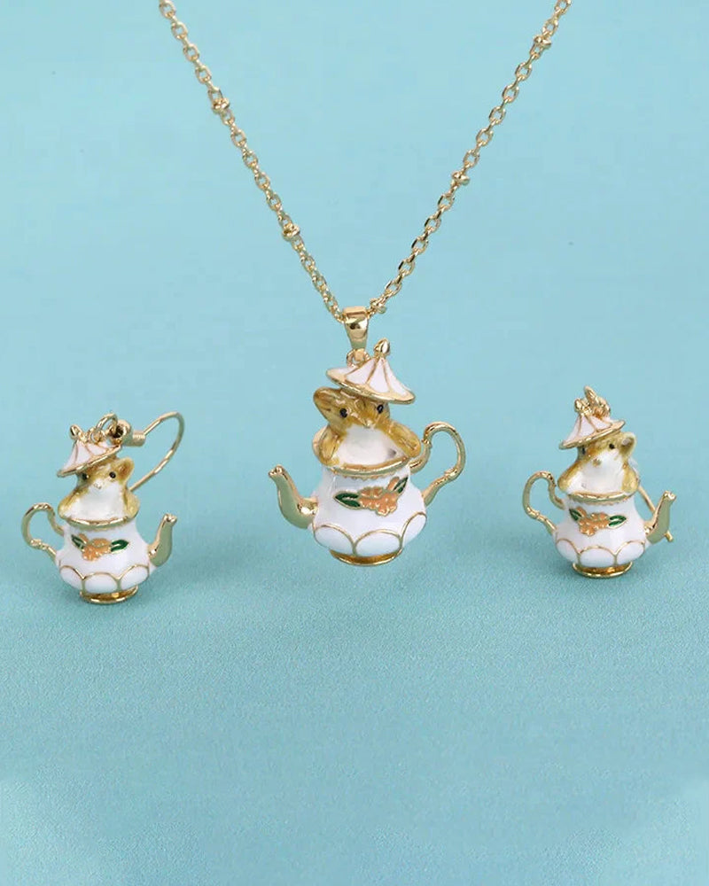 Mouse in my teapot jewelry set
