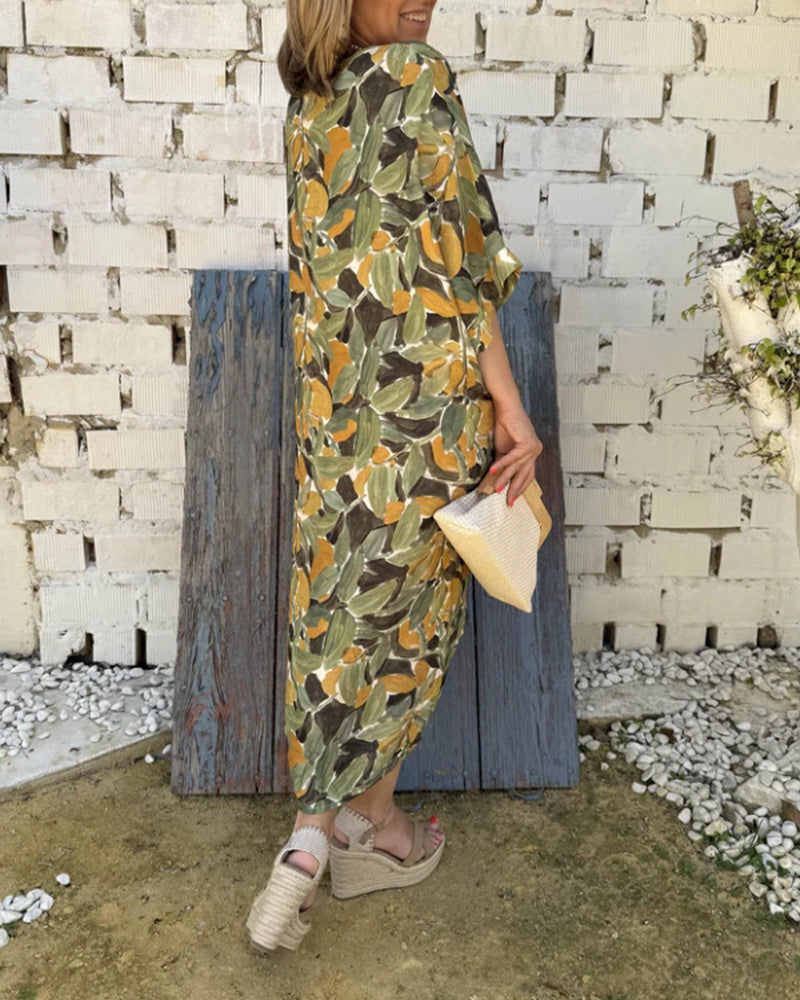 V-Neck Twist Print Dress