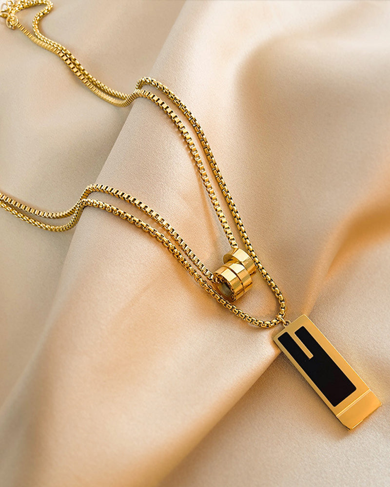 Double long necklace in titanium steel